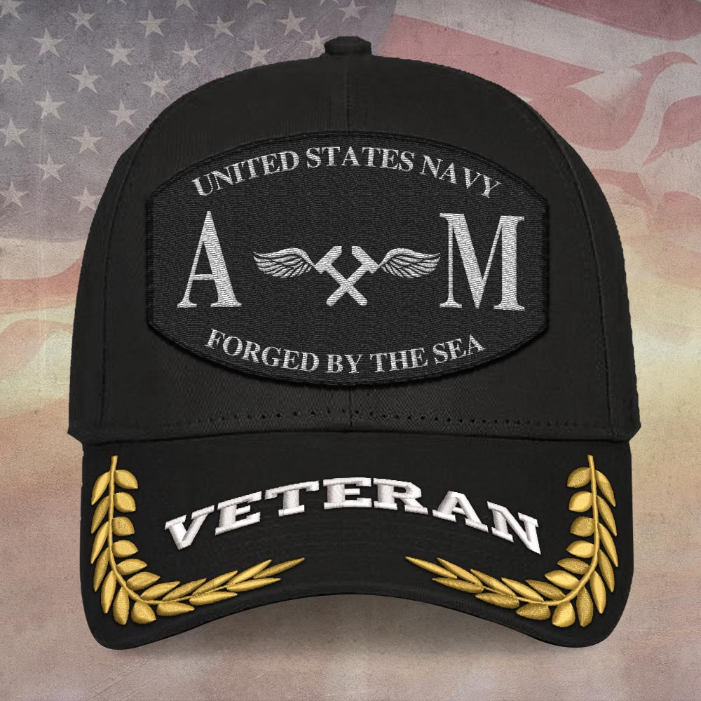 Us Veteran Navy Cap, Customized Navy Rating Forged By The Sea Embroidered Cap, Embroidered Dad Hat
