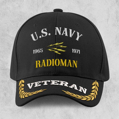 Us Veteran Navy Cap, Customized Navy Rating Radioman Embroidered Cap, Embroidered Dad Hat