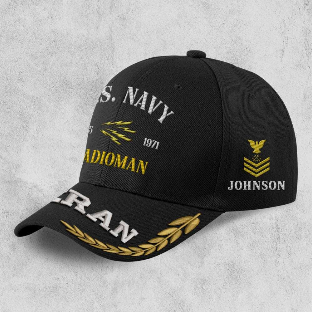 Us Veteran Navy Cap, Customized Navy Rating Radioman Embroidered Cap, Embroidered Dad Hat