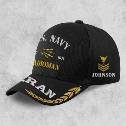Us Veteran Navy Cap, Customized Navy Rating Radioman Embroidered Cap, Embroidered Dad Hat