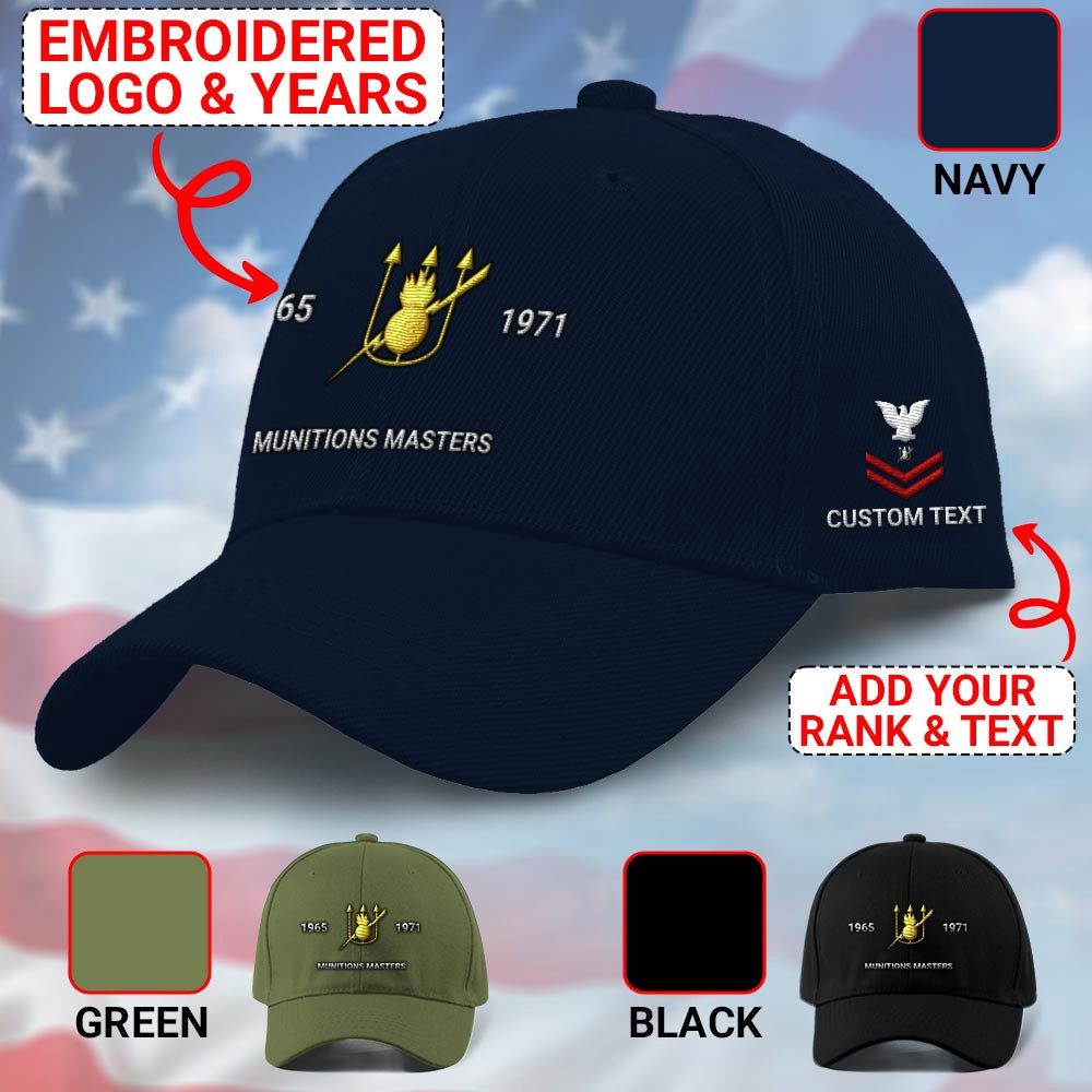 Us Veteran Navy Cap, Customized Navy Weapons Technician Embroidered Cap, Embroidered Dad Hat