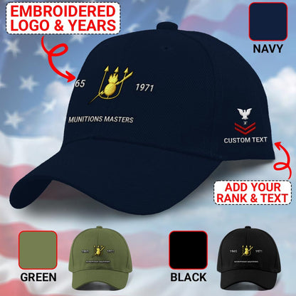 Us Veteran Navy Cap, Customized Navy Weapons Technician Embroidered Cap, Embroidered Dad Hat