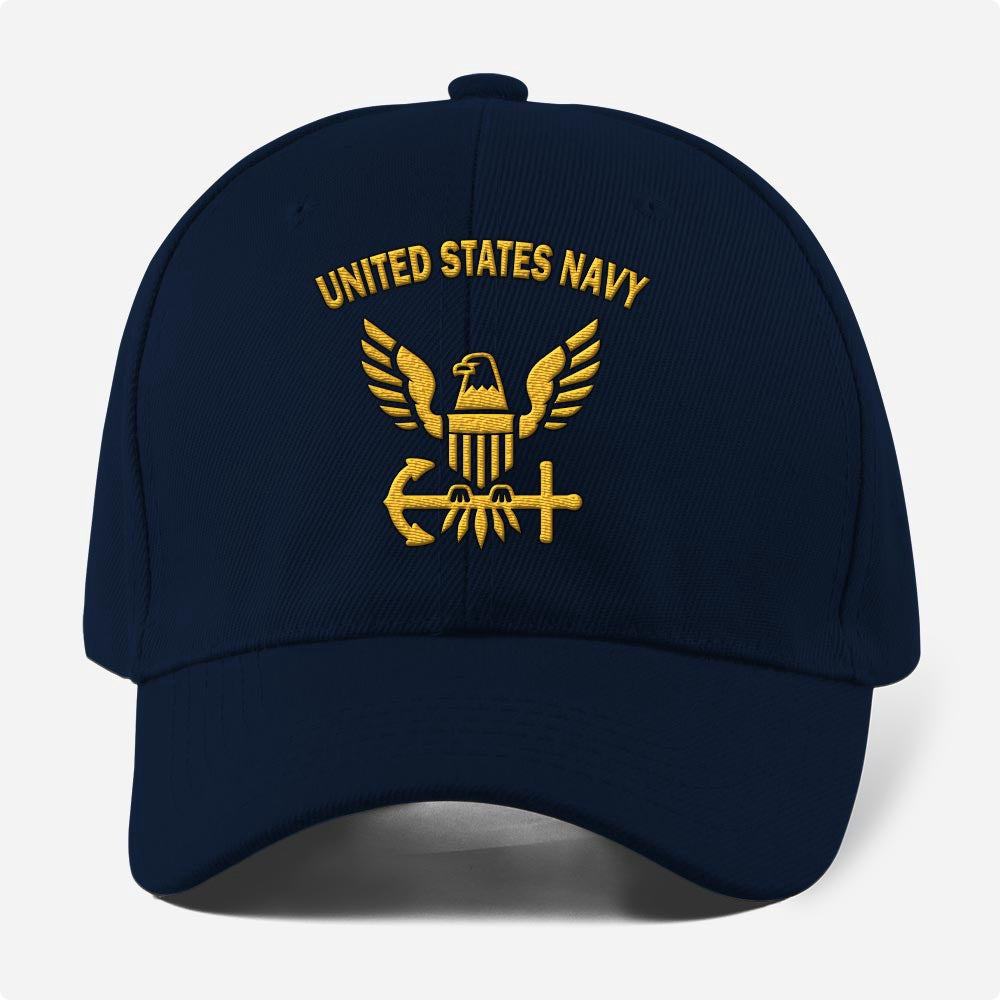 Us Veteran Navy Cap, Customized United States Navy Embroidered Caps, Embroidered Dad Hat