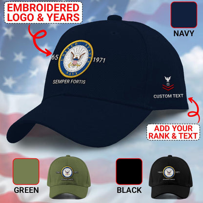 Us Veteran Navy Cap, Customized United States Navy Logo Embroidered Caps, Embroidered Dad Hat