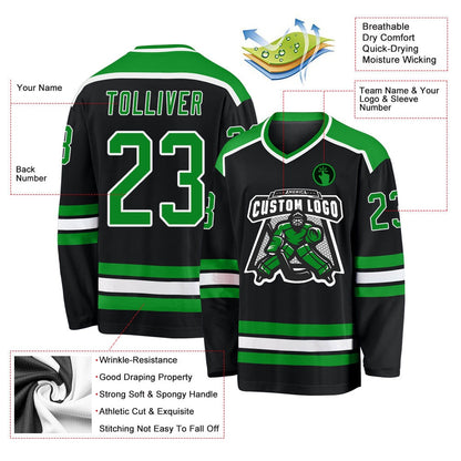 Usa Hockey Jersey, Custom Black Grass Green White Hockey Jersey, Team Hockey Jerseys