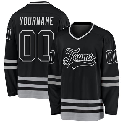 Usa Hockey Jersey, Custom Black Gray Hockey Jersey, Team Hockey Jerseys