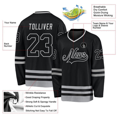 Usa Hockey Jersey, Custom Black Gray Hockey Jersey, Team Hockey Jerseys