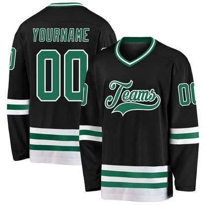 Usa Hockey Jersey, Custom Black Kelly Green White Hockey Jersey, Team Hockey Jerseys