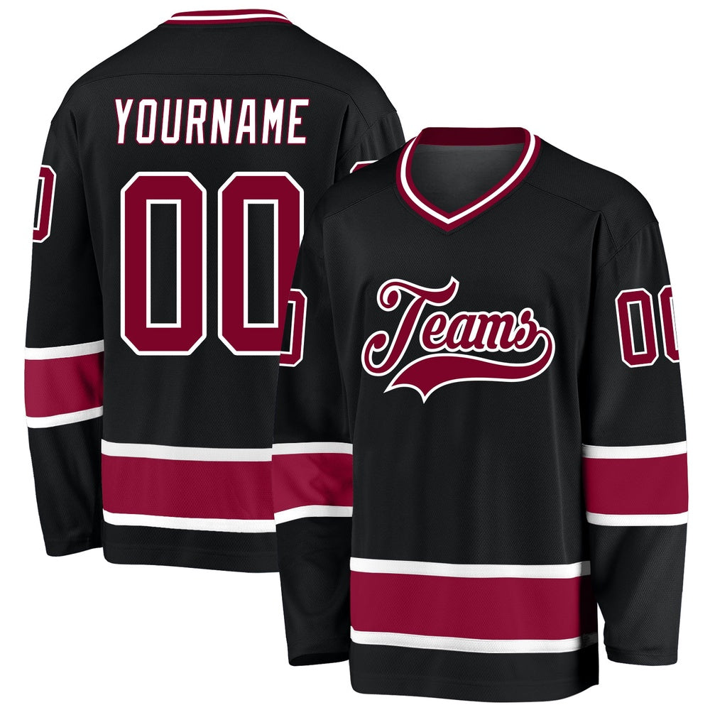 Usa Hockey Jersey, Custom Black Maroon White 1 Hockey Jersey, Team Hockey Jerseys