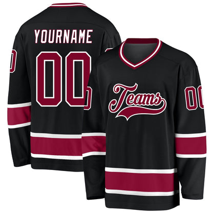 Usa Hockey Jersey, Custom Black Maroon White 1 Hockey Jersey, Team Hockey Jerseys