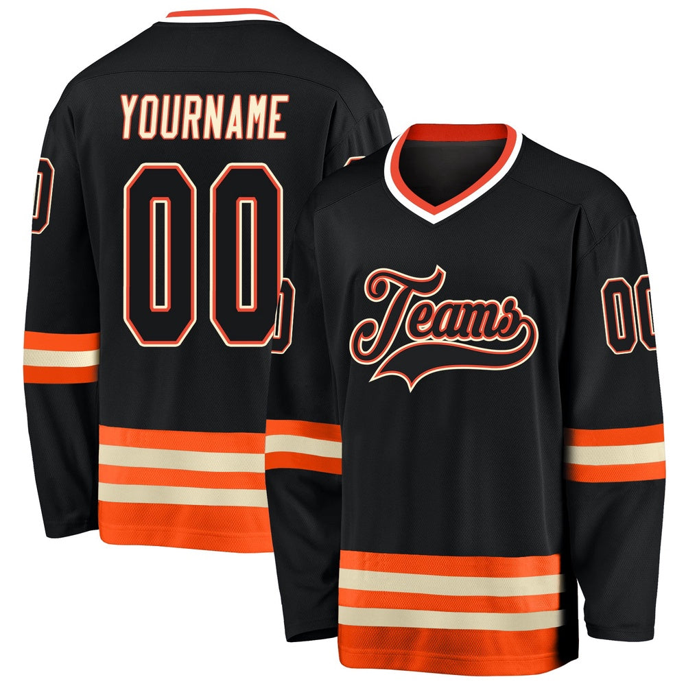 Usa Hockey Jersey, Custom Black Orange 1 Hockey Jersey, Team Hockey Jerseys