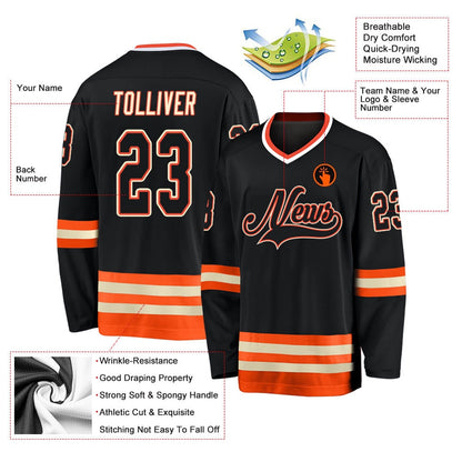 Usa Hockey Jersey, Custom Black Orange 1 Hockey Jersey, Team Hockey Jerseys