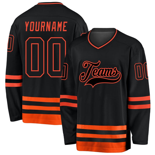 Usa Hockey Jersey, Custom Black Orange Hockey Jersey, Team Hockey Jerseys