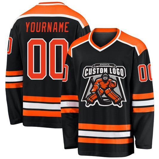 Usa Hockey Jersey, Custom Black Orange White Hockey Jersey, Team Hockey Jerseys