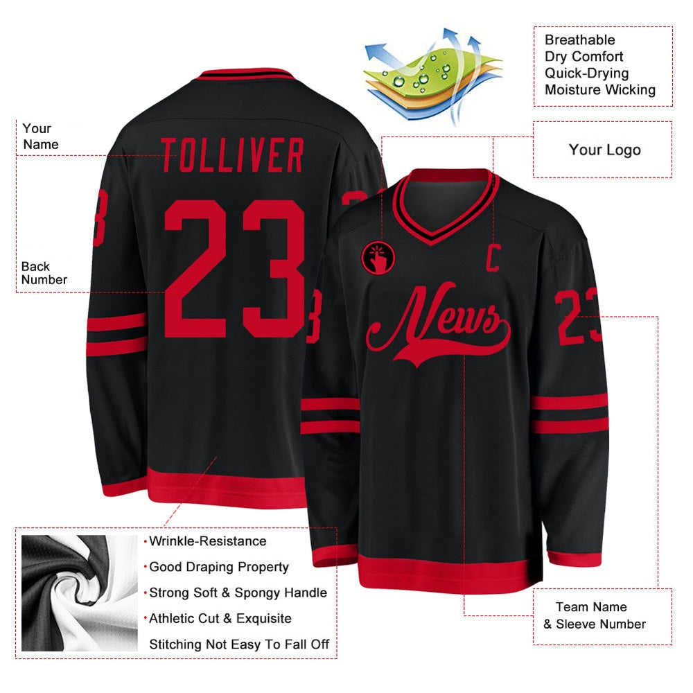 Usa Hockey Jersey, Custom Black Red 1 Hockey Jersey, Team Hockey Jerseys