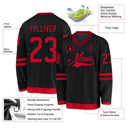 Usa Hockey Jersey, Custom Black Red 1 Hockey Jersey, Team Hockey Jerseys
