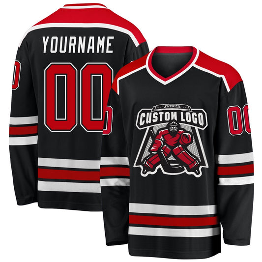Usa Hockey Jersey, Custom Black Red White 1 Hockey Jersey, Team Hockey Jerseys