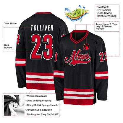 Usa Hockey Jersey, Custom Black Red White Hockey Jersey, Team Hockey Jerseys