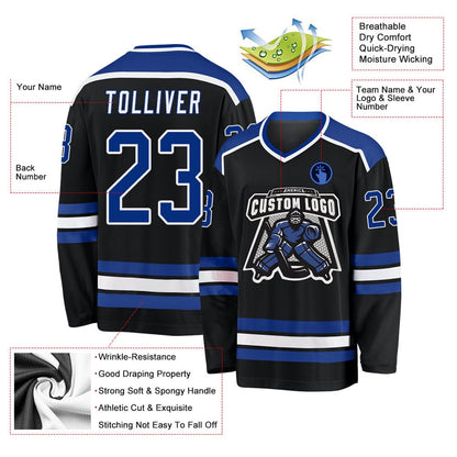 Usa Hockey Jersey, Custom Black Royal White Hockey Jersey, Team Hockey Jerseys