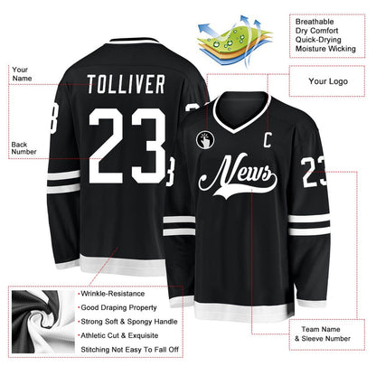 Usa Hockey Jersey, Custom Black White 1 Hockey Jersey, Team Hockey Jerseys