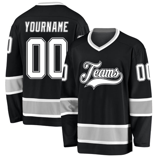 Usa Hockey Jersey, Custom Black White Gray Hockey Jersey, Team Hockey Jerseys
