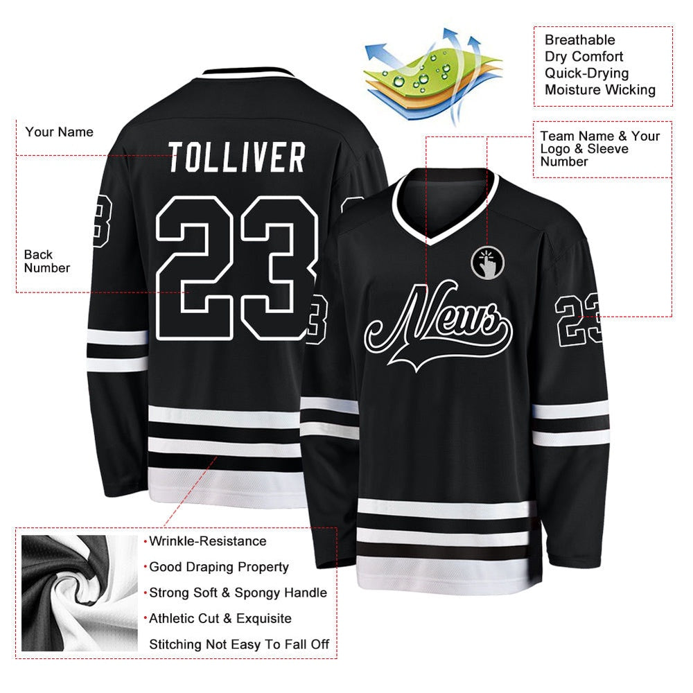 Usa Hockey Jersey, Custom Black White Hockey Jersey, Team Hockey Jerseys