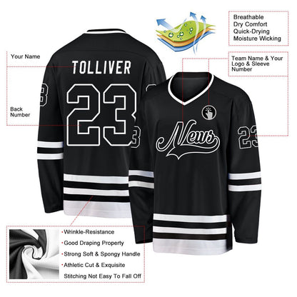 Usa Hockey Jersey, Custom Black White Hockey Jersey, Team Hockey Jerseys