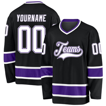 Usa Hockey Jersey, Custom Black White Purple 1 Hockey Jersey, Team Hockey Jerseys