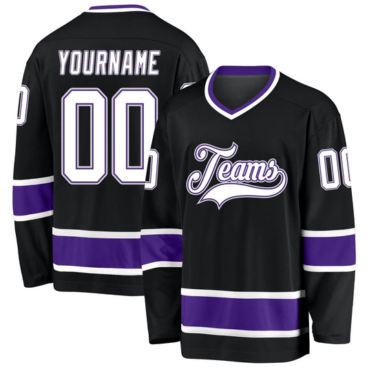 Usa Hockey Jersey, Custom Black White Purple 1 Hockey Jersey, Team Hockey Jerseys