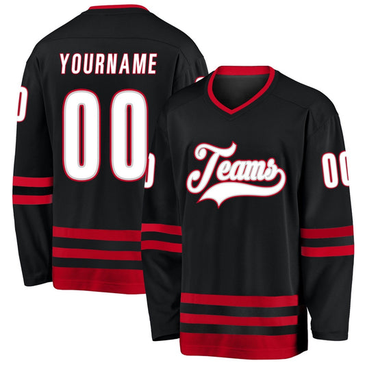 Usa Hockey Jersey, Custom Black White Red 1 Hockey Jersey, Team Hockey Jerseys