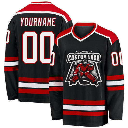 Usa Hockey Jersey, Custom Black White Red 2 Hockey Jersey, Team Hockey Jerseys