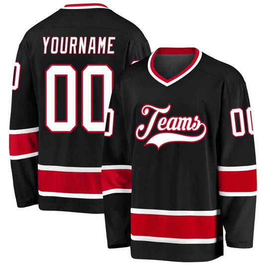 Usa Hockey Jersey, Custom Black White Red Hockey Jersey, Team Hockey Jerseys