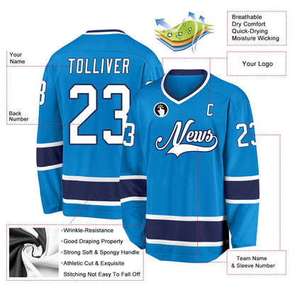 Usa Hockey Jersey, Custom Blue White Navy Hockey Jersey, Team Hockey Jerseys