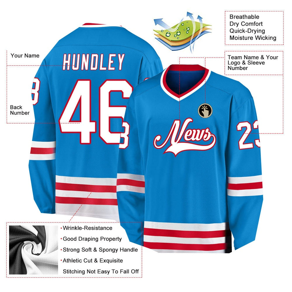 Usa Hockey Jersey, Custom Blue White Red Hockey Jersey, Team Hockey Jerseys