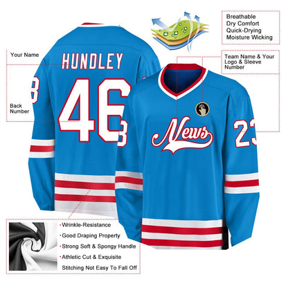 Usa Hockey Jersey, Custom Blue White Red Hockey Jersey, Team Hockey Jerseys
