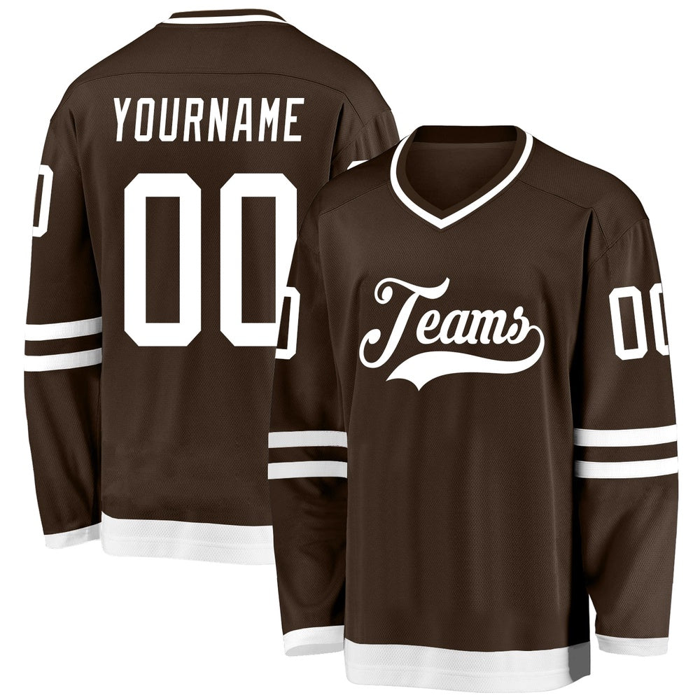 Usa Hockey Jersey, Custom Brown White Hockey Jersey, Team Hockey Jerseys