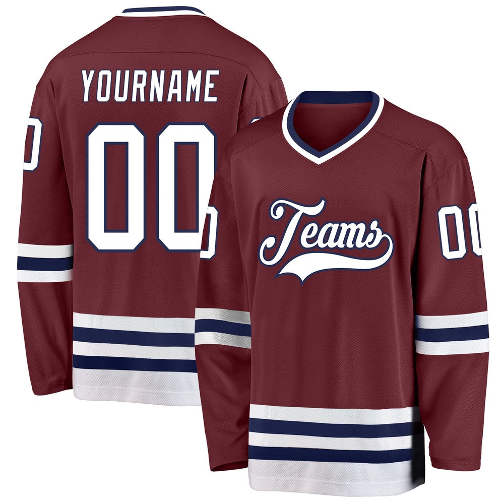 Usa Hockey Jersey, Custom Burgundy White Navy Hockey Jersey, Team Hockey Jerseys