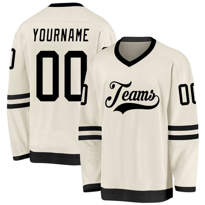 Usa Hockey Jersey, Custom Cream Black Hockey Jersey, Team Hockey Jerseys
