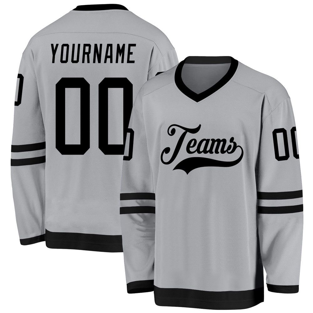 Usa Hockey Jersey, Custom Gray Black Hockey Jersey, Team Hockey Jerseys