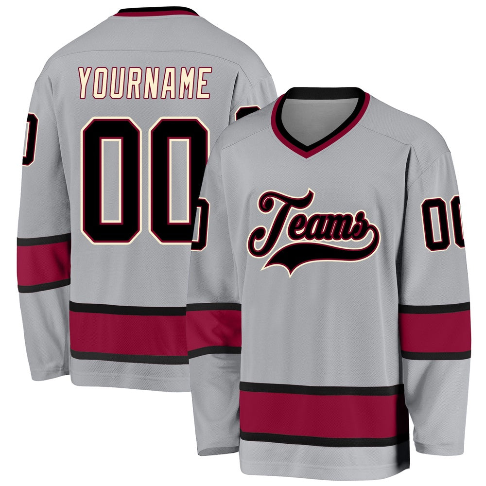 Usa Hockey Jersey, Custom Gray Black Maroon 1 Hockey Jersey, Team Hockey Jerseys