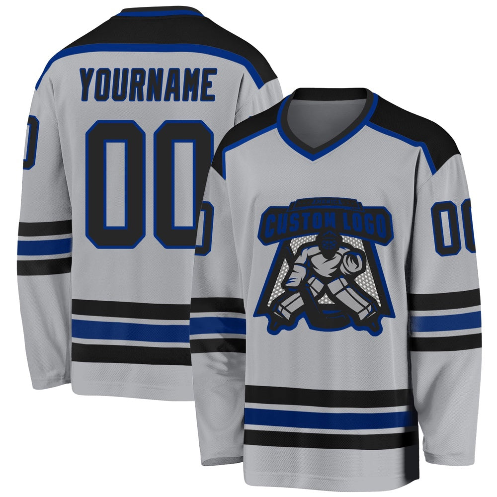 Usa Hockey Jersey, Custom Gray Black Royal Hockey Jersey, Team Hockey Jerseys