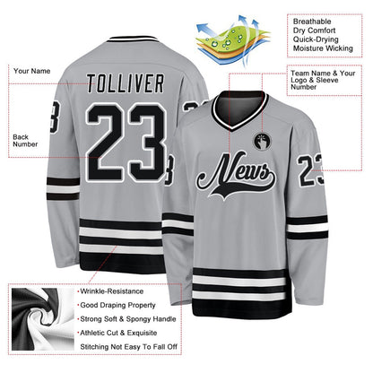 Usa Hockey Jersey, Custom Gray Black White 1 Hockey Jersey, Team Hockey Jerseys