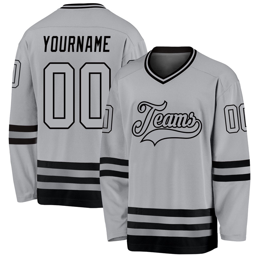 Usa Hockey Jersey, Custom Gray Gray Black Hockey Jersey, Team Hockey Jerseys