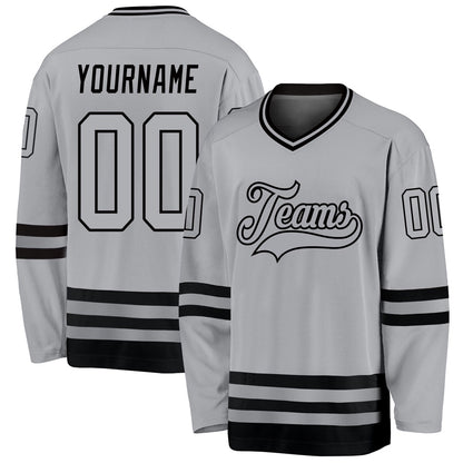 Usa Hockey Jersey, Custom Gray Gray Black Hockey Jersey, Team Hockey Jerseys