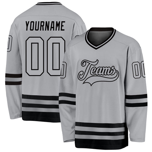 Usa Hockey Jersey, Custom Gray Gray Black Hockey Jersey, Team Hockey Jerseys