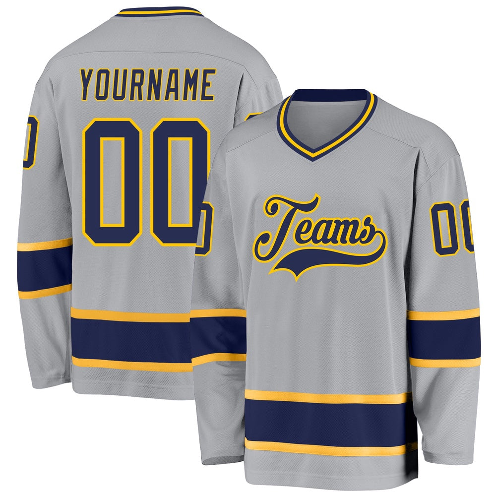 Usa Hockey Jersey, Custom Gray Navy Gold 1 Hockey Jersey, Team Hockey Jerseys