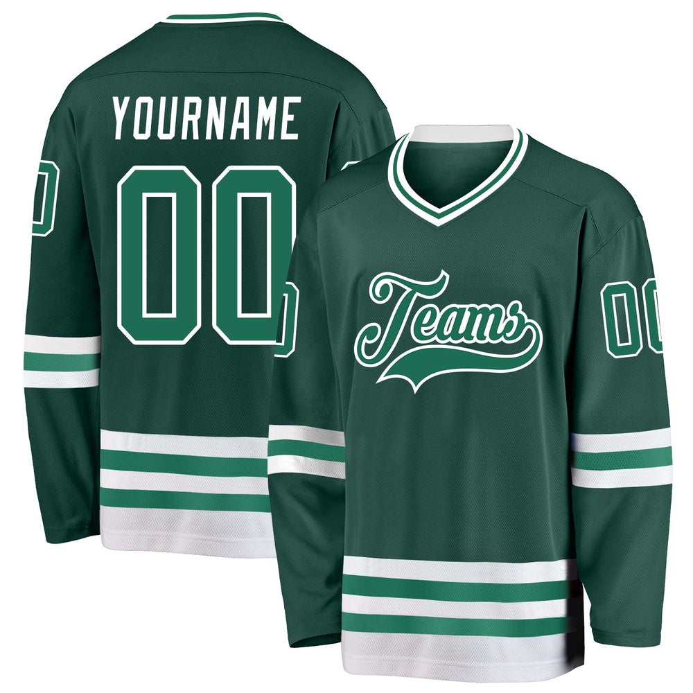 Usa Hockey Jersey, Custom Green Kelly Green White Hockey Jersey, Team Hockey Jerseys