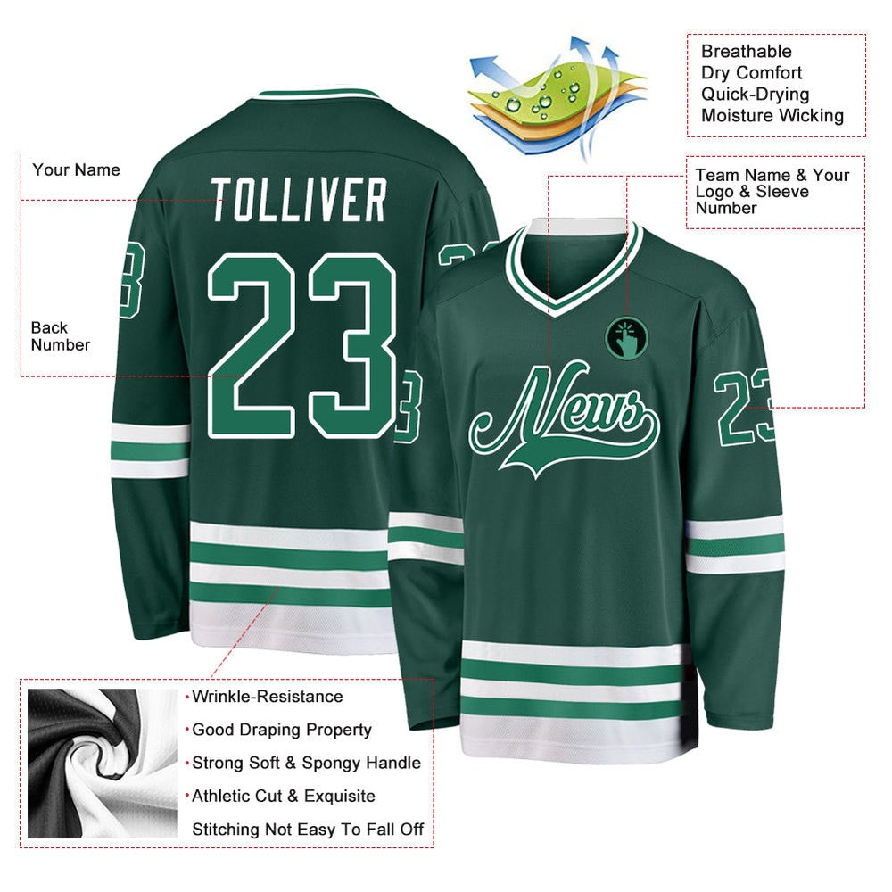 Usa Hockey Jersey, Custom Green Kelly Green White Hockey Jersey, Team Hockey Jerseys