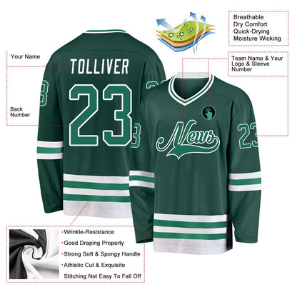 Usa Hockey Jersey, Custom Green Kelly Green White Hockey Jersey, Team Hockey Jerseys