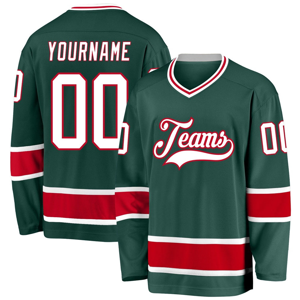 Usa Hockey Jersey, Custom Green White Red Hockey Jersey, Team Hockey Jerseys
